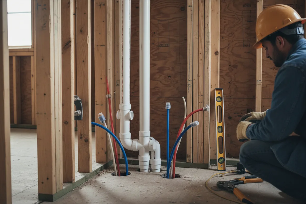 Drain and supply rough-in during Garbage Disposal Repair in Herminie