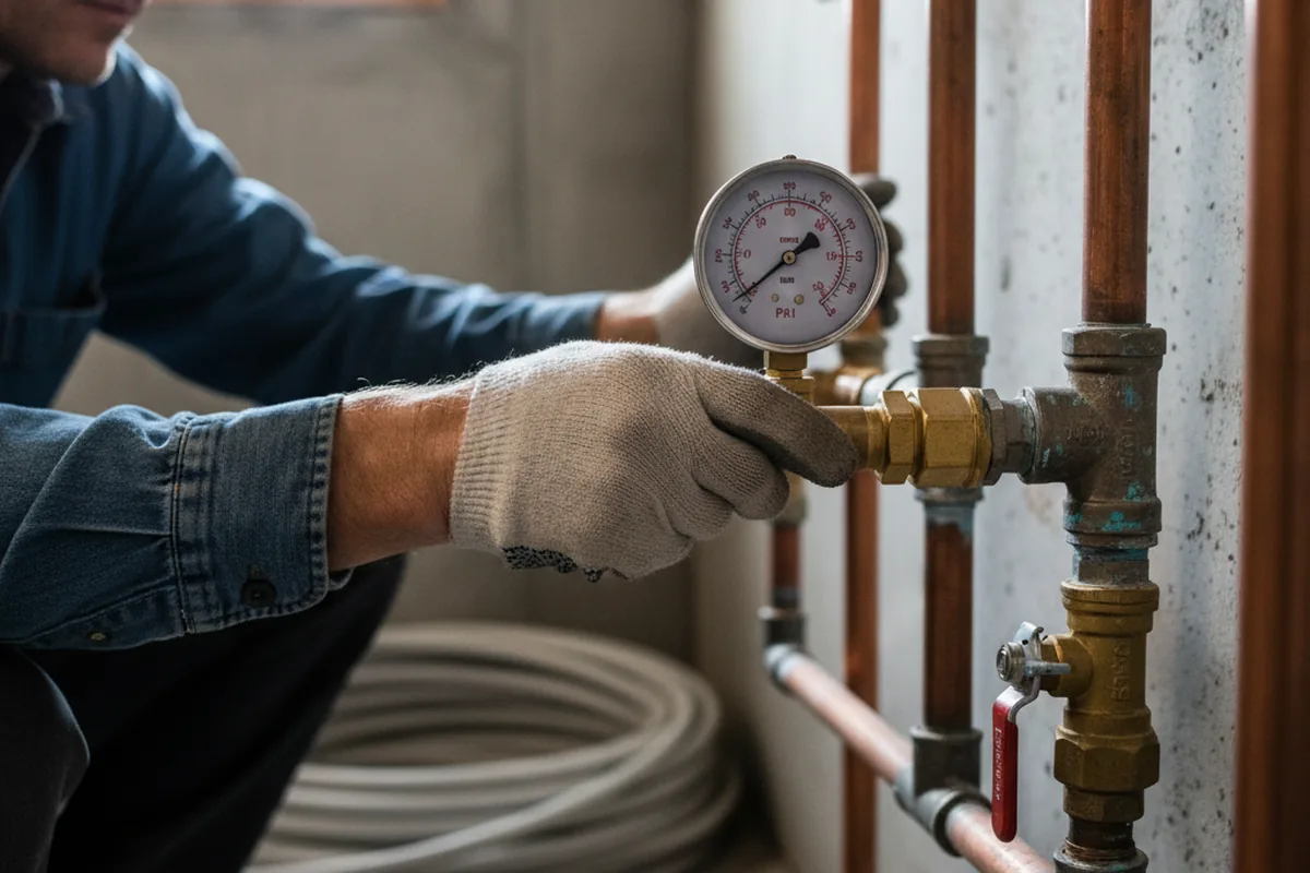 Pressure testing a repaired line during Water Line Repair in Herminie